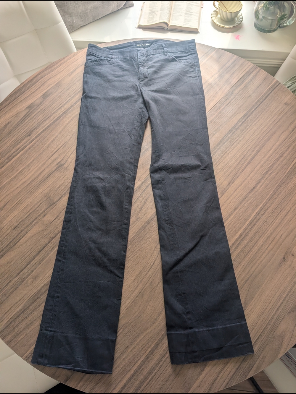 Zara WOMENS Basic Black FLARE Trousers with Branded Waistband